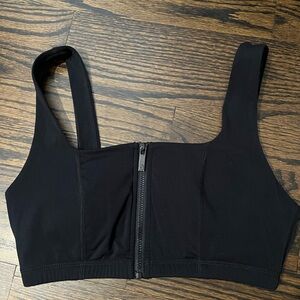 BuffBunny Black Front-Zip Sports Bra